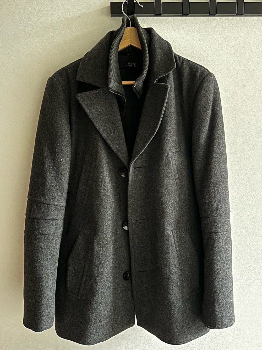 Simons Dark Charcoal Peacoat - Men's Tailored Wool Blend